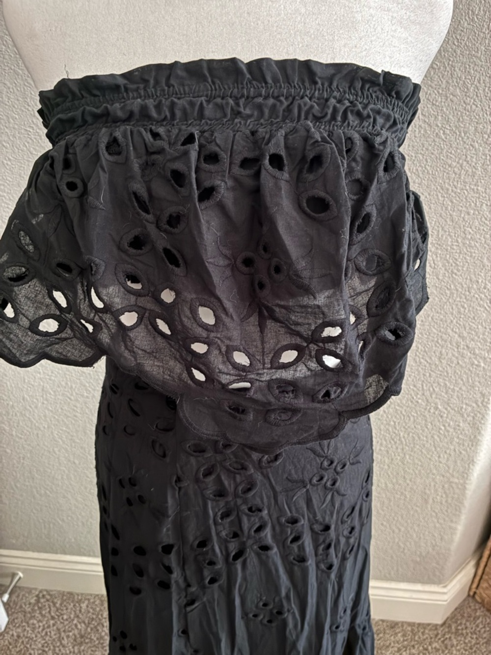 Luxxel Black Eyelet Maxi Skirt & Crop Top- top is a small and skirt is a medium - Picture 2 of 7